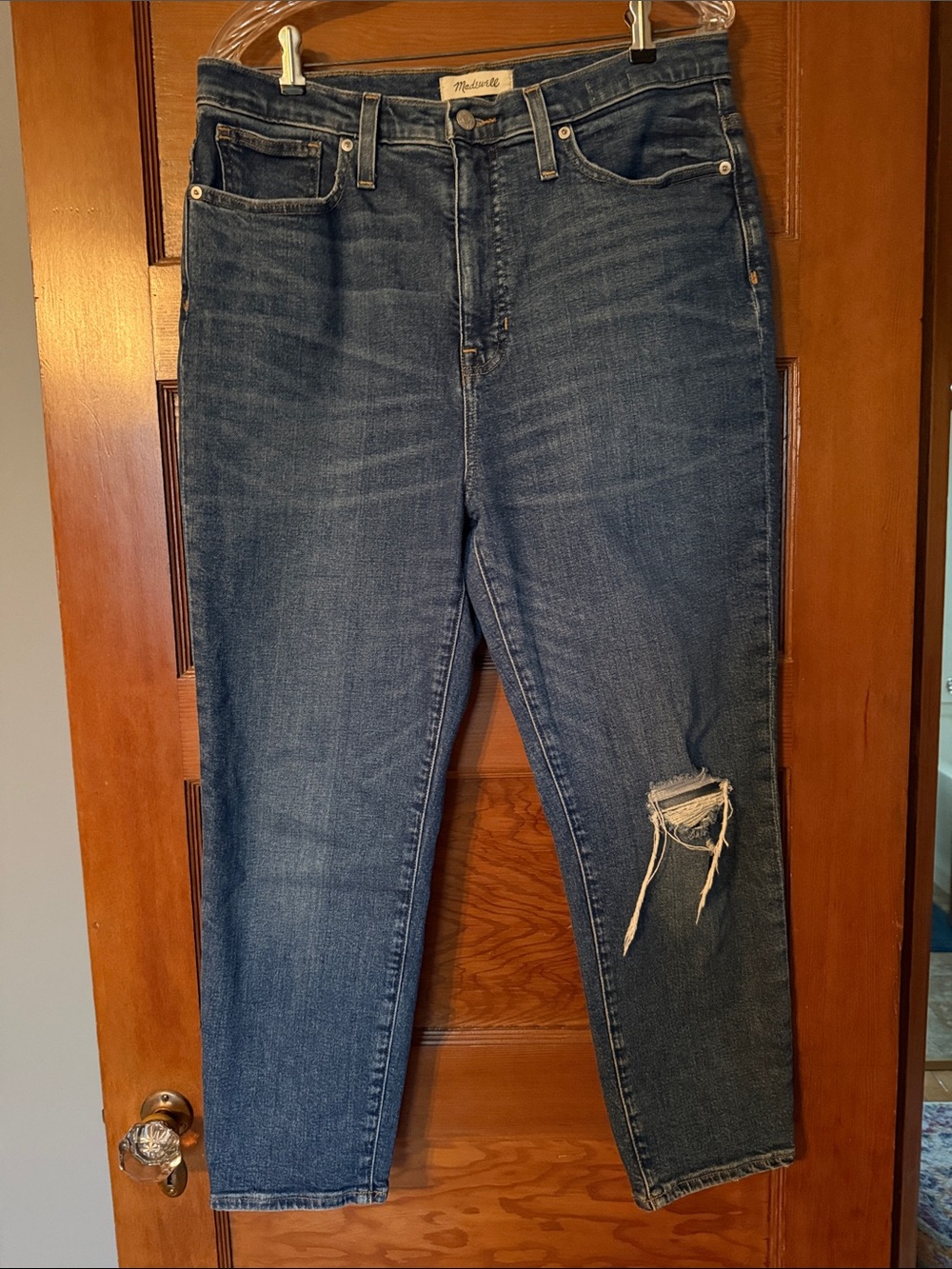 Madewell Indigo The Momjean High-Rise Distressed Jeans